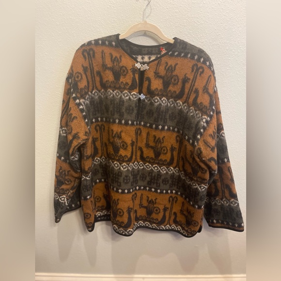 Men’s Vintage Devold Norway Wool Pullover Top JacketMedium Viking Nordic